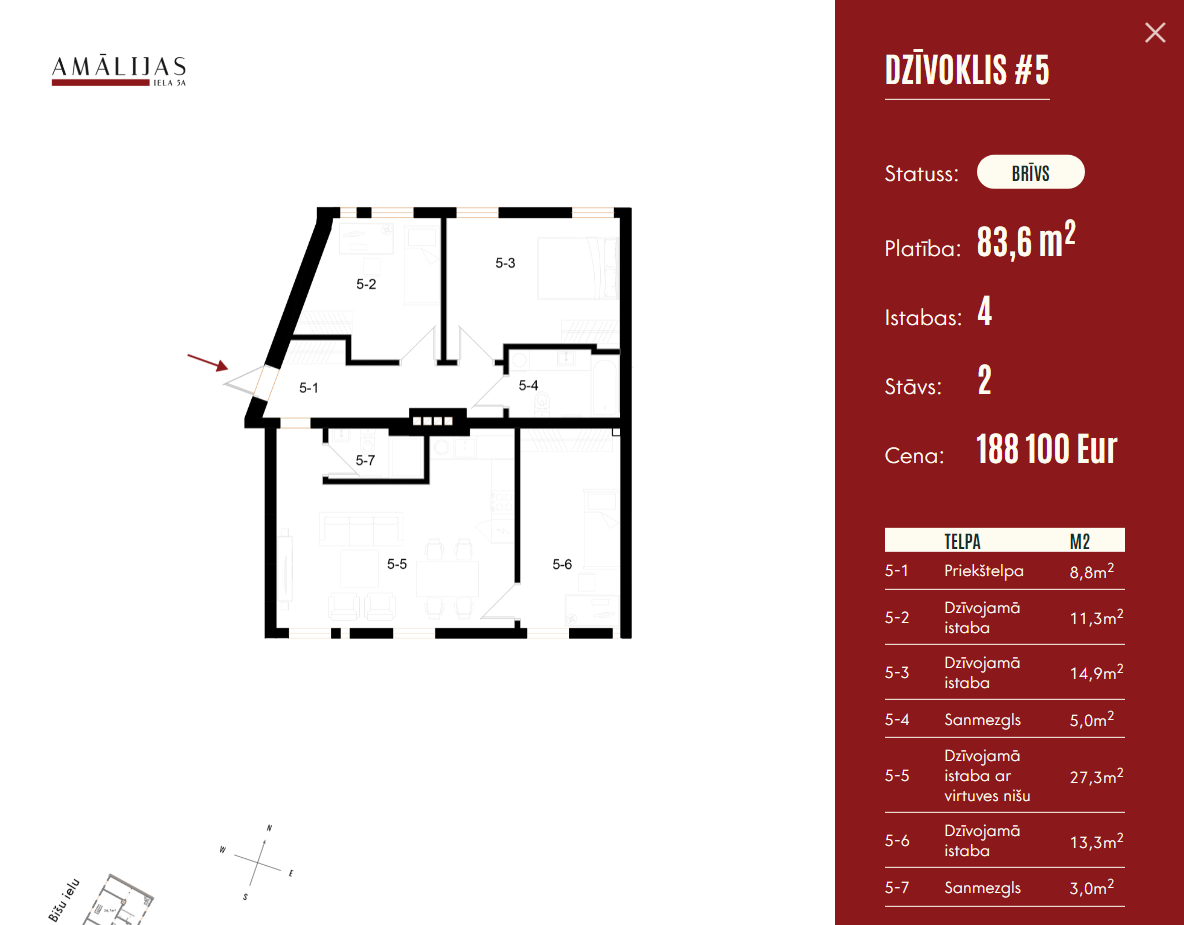 Detailed apartment information modal