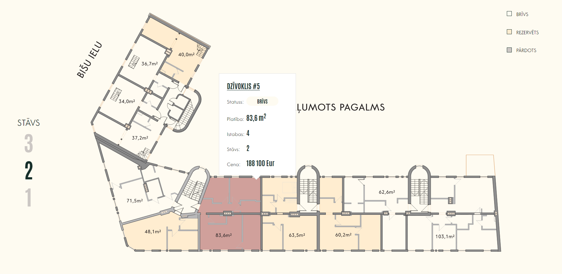 Floor plan with availability status
